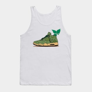 Step into a Greener Future with Our Beige, Brown & Green Sneaker Design Tank Top